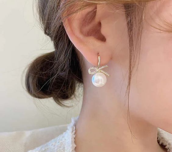 Diamond Pearl Alloy Earrings