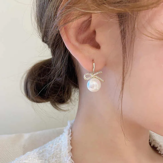 Diamond Pearl Alloy Earrings