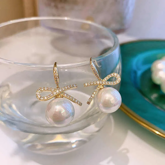 Diamond Pearl Alloy Earrings