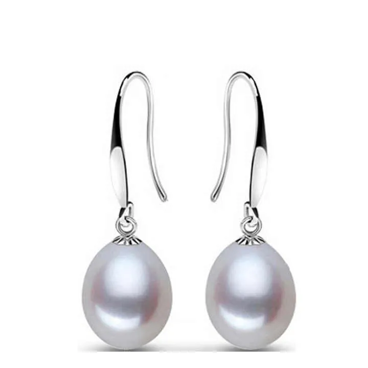 Rice Pearl with Silver Fish Silk Hook Earrings